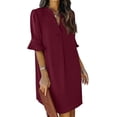 thumbnail image 1 of Summer Dresses for Women 2024 V Neck Ruffle Short Sleeve Shift Dress, 1 of 6