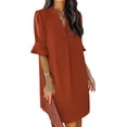 thumbnail image 1 of Summer Dresses for Women 2024 V Neck Ruffle Short Sleeve Shift Dress, 1 of 6