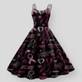 thumbnail image 1 of Summer Dresses for Women 2025 Cancer Pink Ribbon Awareness Print Sleeveless Sun Dress Black L, 1 of 3