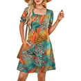 thumbnail image 1 of Summer Dresses for Women 2025 Casual Cute Square Neck Puff Short Sleeve Dress with Pockets, 1 of 6