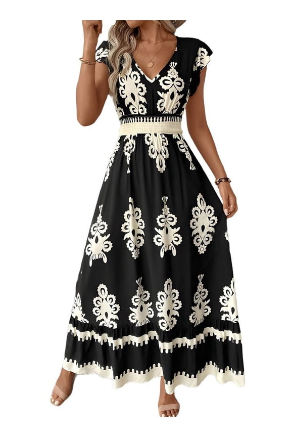 Summer Dresses for Women 2025 Casual Ruffle Sleeves Dress Sundresses Boho Beach Dresses