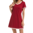 thumbnail image 1 of Summer Dresses for Women 2025 Cotton Nightgowns Soft Short Sleeve Sleep Shirts Printed Night Shirts Night Dress Wine S, 1 of 3