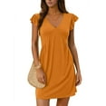thumbnail image 1 of Summer Dresses for Women 2025 Cute Ruffle Cap Sleeve V-Neck Flowy Swing Mini Dress Sundress Orange L, 1 of 6