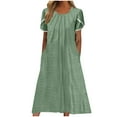 thumbnail image 1 of Summer Dresses for Women 2025 Eyelet Embroidery Dress Casual Boho Beach Vacation Midi Dress with Pockets Green,S, 1 of 6