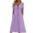 thumbnail image 1 of Summer Dresses for Women 2025 Eyelet Embroidery Dress Casual Boho Beach Vacation Midi Dress with Pockets Purple,M, 1 of 6