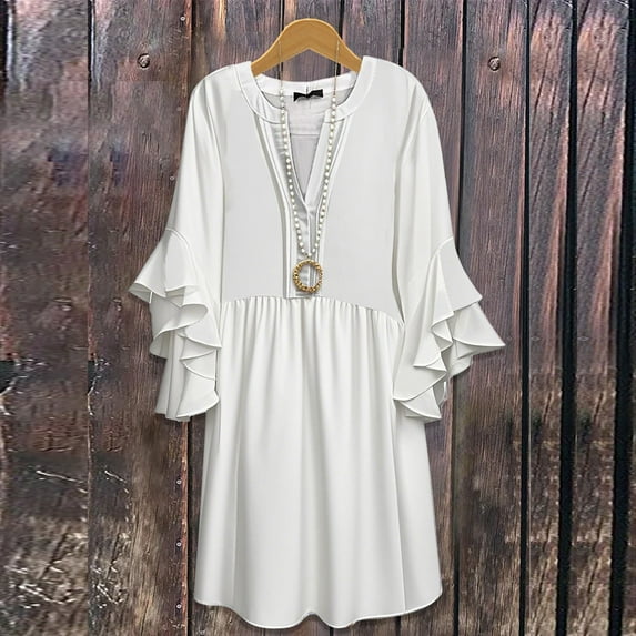 Summer Dresses for Women 2025, Fashion Open Collar Ladies Slim Mini Collar Rib Sexy Slim Long Dress(White,S)