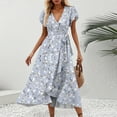 thumbnail image 1 of Women Casual Dresses Printing Dress Sexy V-Neck Short Sleeved Dresses Bandage Comfortable Dresses, 1 of 7