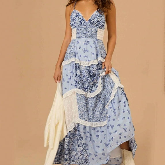 Summer Dresses for Women 2025 Floral Boho Long Dresses for Vacation Travel Wear