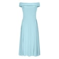 thumbnail image 1 of Summer Dresses for Women 2025 Formal Off The Shoulder Flowy Midi Dresses Elegant Fall Wedding Guest Dress, 1 of 6