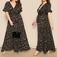 thumbnail image 1 of Summer Dresses for Women 2025 High Waisted Leopard Print Plus Size Bandage V-Neck Plus Size Flowy A Line Dress Black Tank Loose Sundresses XXXXL, 1 of 9