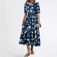 thumbnail image 1 of Summer Dresses for Women 2025 Ndbuld Womens New Fashion Loose Round Neck Short Sleeve Printing Flowy Dresses Evergreen Blue XXXXL, 1 of 6