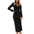 thumbnail image 1 of Summer Dresses for Women 2025 New Sexy Hot Girl Long Sleeved Twisted Pleated Dress Long Sleeved V-neck And Ankle Dress, 1 of 6