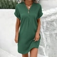 thumbnail image 1 of Summer Dresses for Women 2025 Plus Size Casual Loose Short Sleeve V-Neck Swing Short Dress with Pocket Sundresses for Women Beach Fashion, 1 of 1