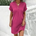 thumbnail image 1 of Summer Dresses for Women 2025 Plus Size Casual Loose Short Sleeve V-Neck Swing Short Dress with Pocket Sundresses for Women Beach Fashion, 1 of 1