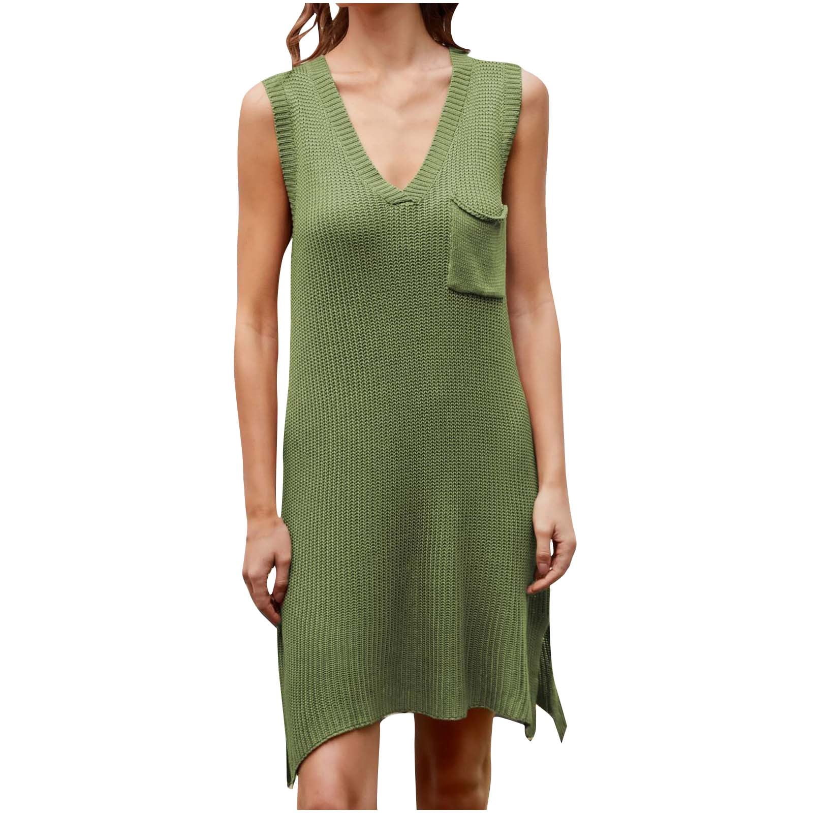 Summer Side Slit Round Neck Sleeveless Tank Dress main image 1