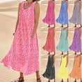 thumbnail image 1 of Summer Dresses for Women 2025 Sleeveless Round Neck Swing Fashion Flowy A Line Floral Dress with Pockets Black Tank Loose Sundresses L, 1 of 9