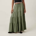 thumbnail image 1 of Summer Dresses for Women 2025 Viikei Pleated Skirt in Cotton Fabric,Women's Summer Sexy Fashion Solid Color Elastic Waist Tie Skirt Army Green L, 1 of 6