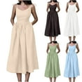 thumbnail image 1 of Summer Dresses for Women 2025, Women Solid Color Elegant And Sexy Strapless-neck Strap Dress(Beige,L), 1 of 6