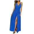 thumbnail image 1 of Summer Dresses for Women 2025, Women's Solid Color Camisole Waist Cinching Waistline Pleated Hanging Long Dress(Azure,S), 1 of 4