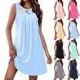 thumbnail image 1 of Summer Dresses for Women 2025, Women's Solid Sleeveless Round Neck Sexy Elegant Club Party Tunic Mini Dresses Casual Vacation Dress(Black,S), 1 of 7