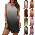 thumbnail image 1 of Summer Dresses for Women 2025, Women's Summer Sexy Fashion Printing Sleeveless V-Neck Dress(White-Black,S), 1 of 7