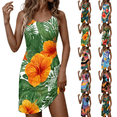 thumbnail image 1 of Summer Dresses for Women 2026 Beach Loose Casual A Line Dress Sleeveless V-Neck Sundress with Pockets Tropical Hawaiian Printed Light Green 2XL, 1 of 4