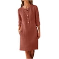 thumbnail image 1 of Summer Dresses for Women 2026 Plus Size Crewneck Loose Half Sleeve Solid Knee-Length Wedding Guest Dress, 1 of 5