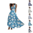 thumbnail image 1 of Summer Dresses for Women 2026 Trendy Sleeveless V Neck Empire Waist Floral Printed Flowy Maxi Dress Boho Beach Dress, 1 of 8