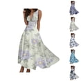 thumbnail image 1 of Summer Dresses for Women 2026 Trendy Sleeveless V Neck Empire Waist Floral Printed Flowy Maxi Dress Boho Beach Dress, 1 of 8