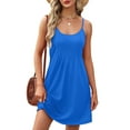 thumbnail image 1 of Summer Dresses for Women Adjustable Spaghetti Strap Beach Vacation Casual Cute Sundresses with Pockets Royal Blue XL, 1 of 9