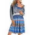 thumbnail image 1 of Summer Dresses for Women Beach Cover Ups Strapless Boho Floral Print Sundress Royal Blue S, 1 of 7