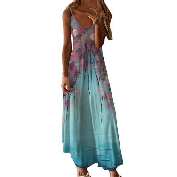 Summer Dresses for Women Beach Floral Tshirt Sundress Casual Boho Tank Dress