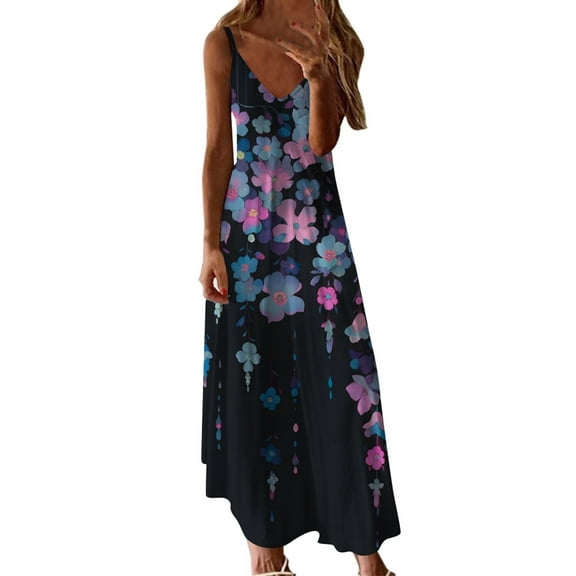 Summer Dresses for Women Beach Floral Tshirt Sundress Casual Boho Tank Dress