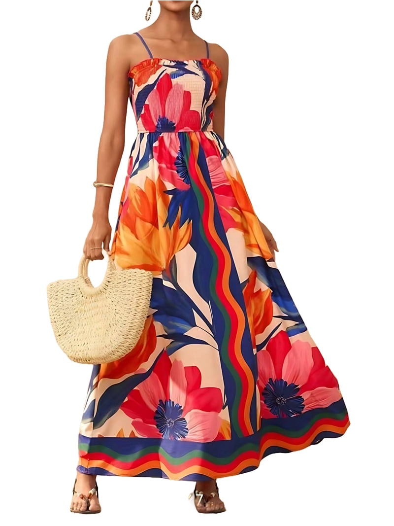 Summer Dresses for Women Beach Maxi Dress Spaghetti Strap Floral Boho A Line Wedding Guest Flowy Long Dress Red XL - Walmart.com Summer Dresses for Women Beach Maxi Dress Spaghetti Strap Floral Boho A Line Wedding Guest Flowy Long Dress Red XL - Walmart.com