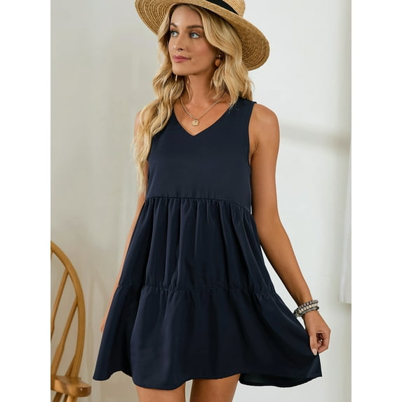 Summer Dresses for Women Beach Tshirt Sundress Sleeveless Casual Loose Tank Female Dress