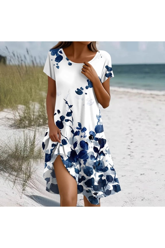 Summer Dresses for Women Boho Beach Dress Sleeveless Sundresses with Pockets Casual Loose Tank Tshirt Sun Dress