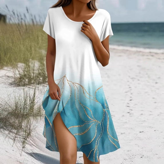 Summer Dresses for Women Boho Beach Dress Sleeveless Sundresses with Pockets Casual Loose Tank Tshirt Sun Dress