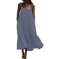 thumbnail image 1 of Summer Dresses for Women Boho Sleeveless Spaghetti Strap Ruffle Sundress Casual Flowy Beach Vacation Long Dress, 1 of 4