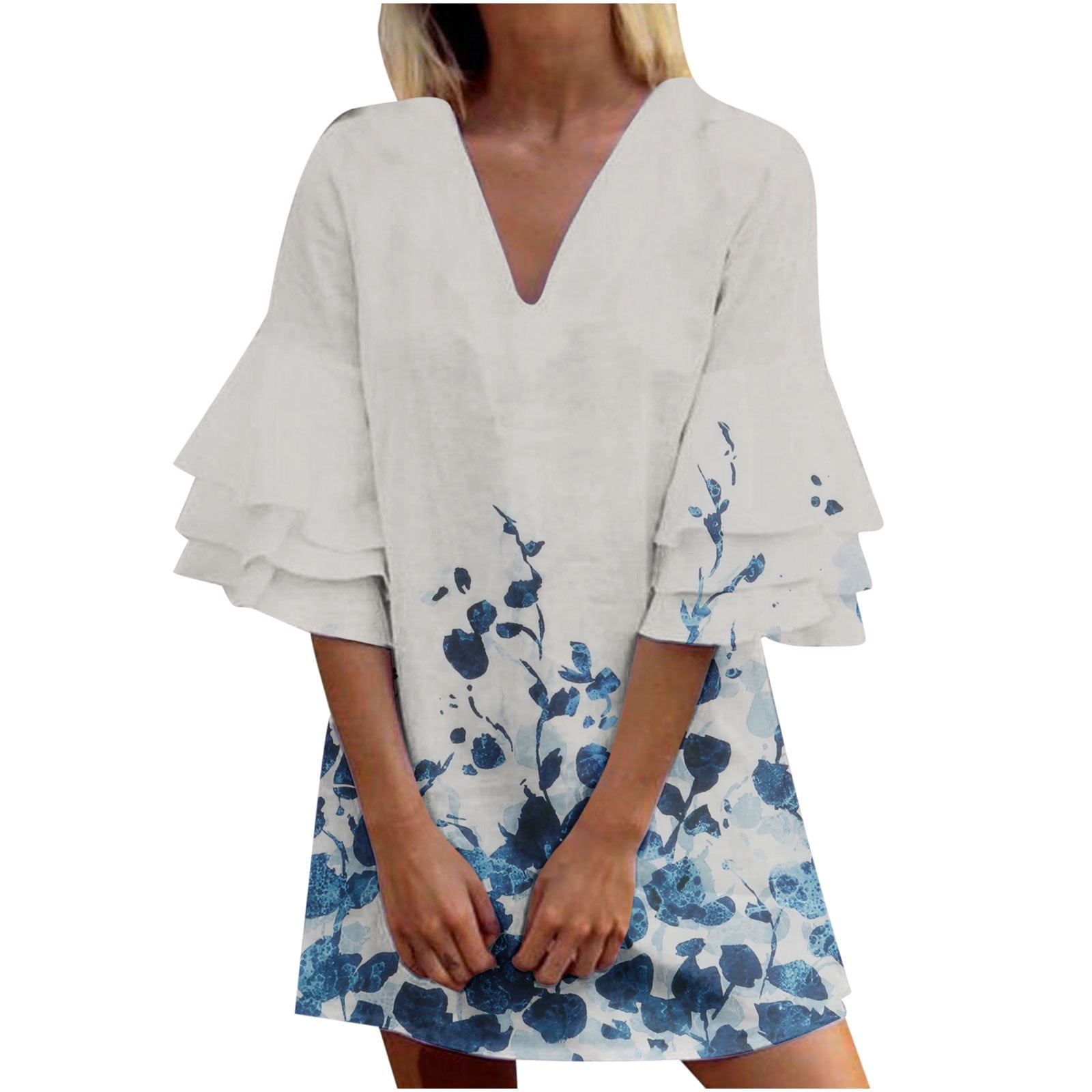 flare sleeve shift dress Flared Sleeve Shift Dress-Multi, Orchid Canopy main image 1