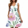 thumbnail image 1 of Summer Dresses for Women Casual Sleeveless Floral Print Sundress Beach Swing A-Line Dress Lightweight Tank Dress, 1 of 4