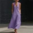 thumbnail image 1 of Summer Dresses for Women Casual V Neck Sleeveless Loose Tunic Maxi Dress Boho Floral Print Beach Vacation Flowy Sundress, 1 of 8