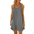 thumbnail image 1 of Summer Dresses for Women Clearance Under $10 Women Beach Dress Solid Color Sleeveless Backless Camisole Beach Mini Sundress(Dark Gray,XXL), 1 of 5