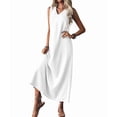 thumbnail image 1 of Summer Dresses for Women Cotton Linen Maxi Dress Casual Sleeveless Solid Long Sundress White M, 1 of 7