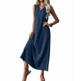 thumbnail image 1 of Summer Dresses for Women Cotton Linen Maxi Dress Casual Sleeveless Solid Long Sundress XL, 1 of 7