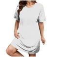 thumbnail image 1 of Summer Dresses for Women Crewneck Short Sleeve Casual Loose T Shirt Beach Cover Ups, 1 of 5