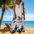 thumbnail image 1 of Summer Dresses for Women Crewneck Sleeveless Floral Printed Midi T Shirt Dress Casual Beach Holiday Boho Sundress S-2XL, 1 of 7