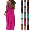 thumbnail image 1 of Summer Dresses for Women Fashion Women Summer Round-Neck Casual Solid Sleeveless Sleepshirts Sling Backless Dress Hot Pink S, 1 of 8