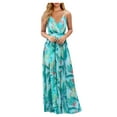 Summer Dresses for Women Floral Print Backless Beach Long Maxi Boho Sun