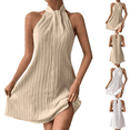 thumbnail image 1 of Summer Dresses for Women Halter Twist Sleeveless Flowy A Line Mini Vacation Party Wedding Guest Dress XS-XL, 1 of 6