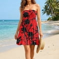 thumbnail image 1 of Summer Dresses for Women Hawaiian Printed Sleeveless Tube Dress Off Shoulder Smocked Ruffle Summer Beach Vacation Outfits, 1 of 7